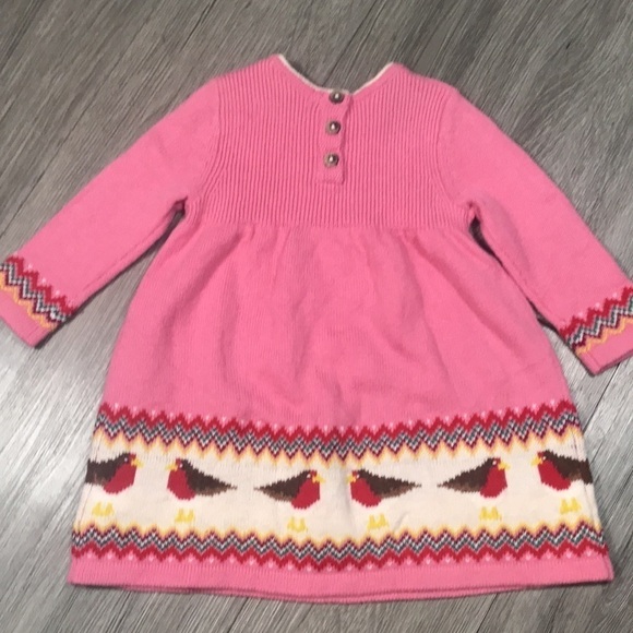 Baby Boden NWT Pink Fair Isle Bird Long Sleeve Sweater Dress size 6-9months - Picture 5 of 8